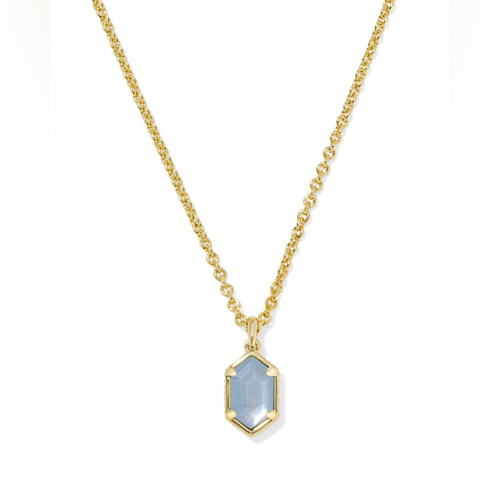 Kendra Scott Hallie Short Pendant Necklace Sky Blue Opalite Illusion Stone NWT - Picture 6 of 8